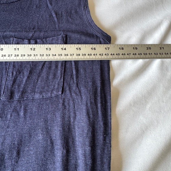 GAP 100% Linen Sleeveless Maxi Dress Drawstring Waist Tie Navy Medium Beach - Picture 10 of 15